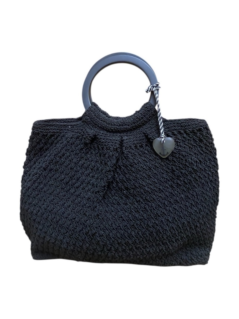 Liz Claiborne Womens Vintage Black Woven 90s Nautical Hobo Style Preppy